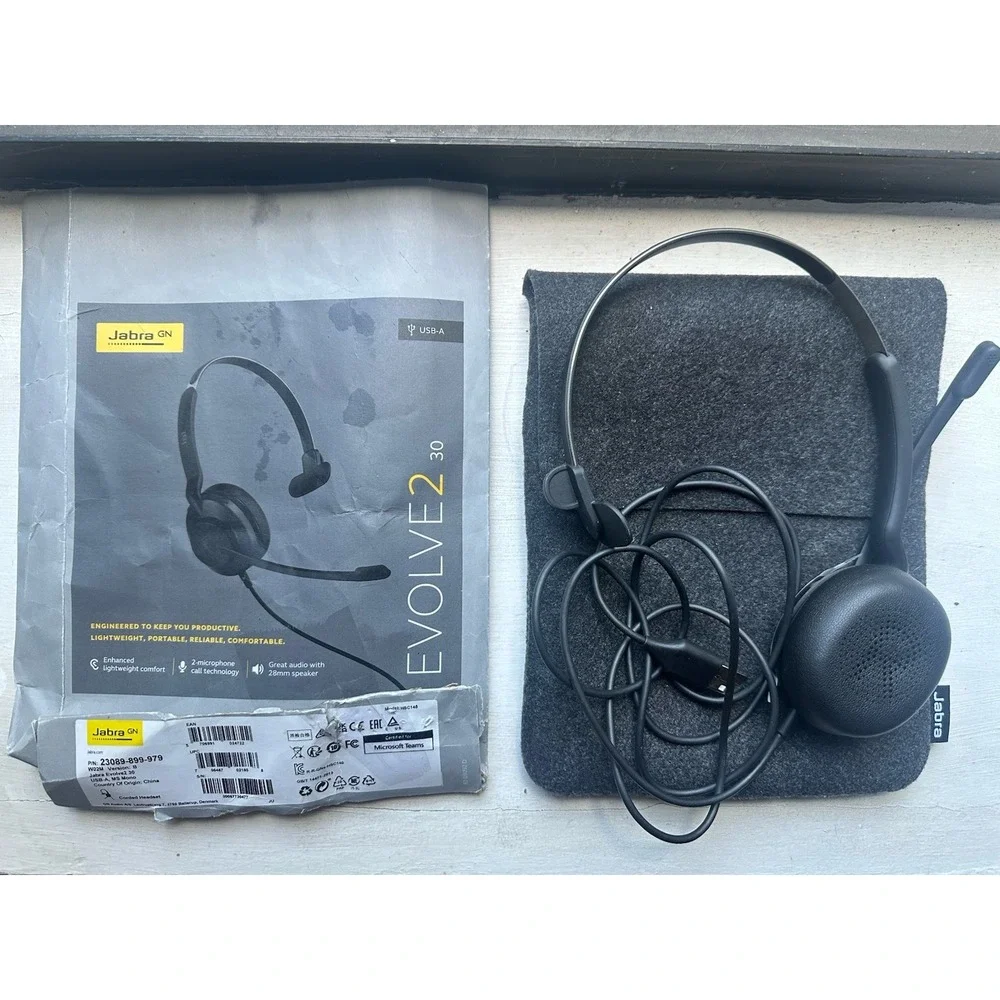 Jabra Evolve2 30 Black Wired Headset USB-A ‎ MA Mono Open Box